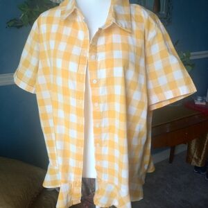 Jessica Simpson Yellow and White Boxy Blouse